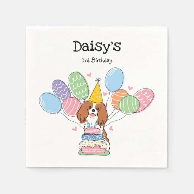 Guardanapo De Papel Blenheim Cavalier King Charles Spaniel Birthday (Frente)