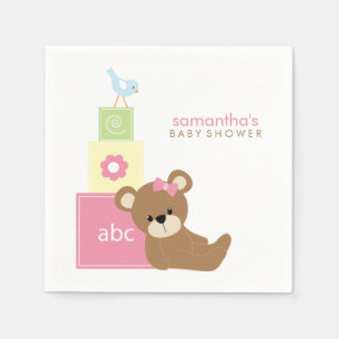 Guardanapo De Papel Blocos bonitos do brinquedo do urso e do alfabeto