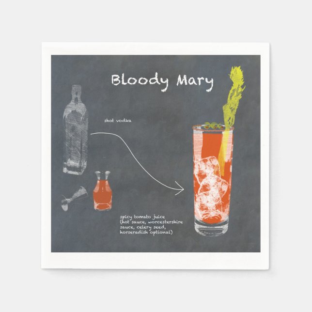 Guardanapo De Papel Bloody Mary Recipe (Frente)