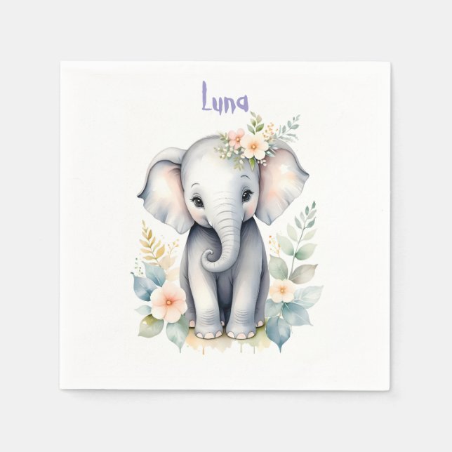 Guardanapo De Papel Blooming Baby Elephant (Frente)