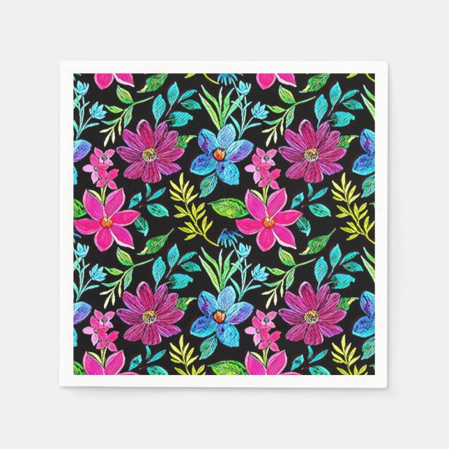 Guardanapo De Papel Blooming flower garden chic floral foliage (Frente)