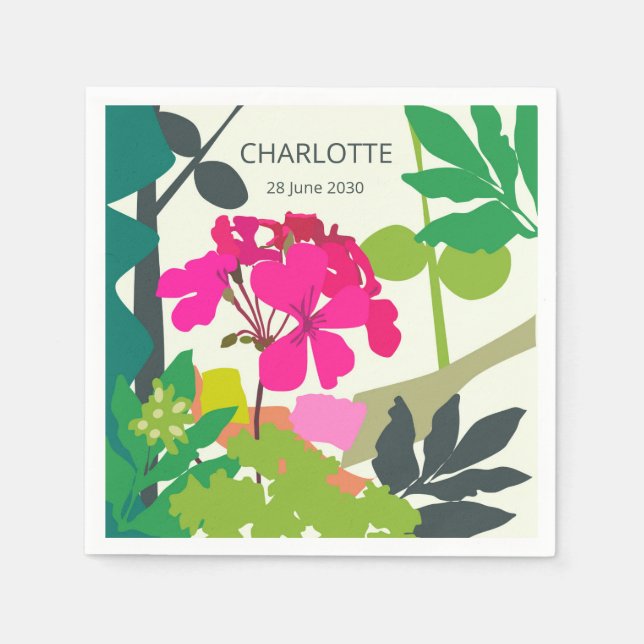 Guardanapo De Papel Blooming Geraniums Festa Florista (Frente)