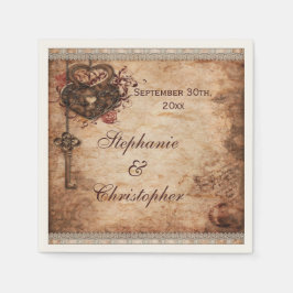 Guardanapo De Papel Bloqueio de Corações Vintage e Casamento Personali