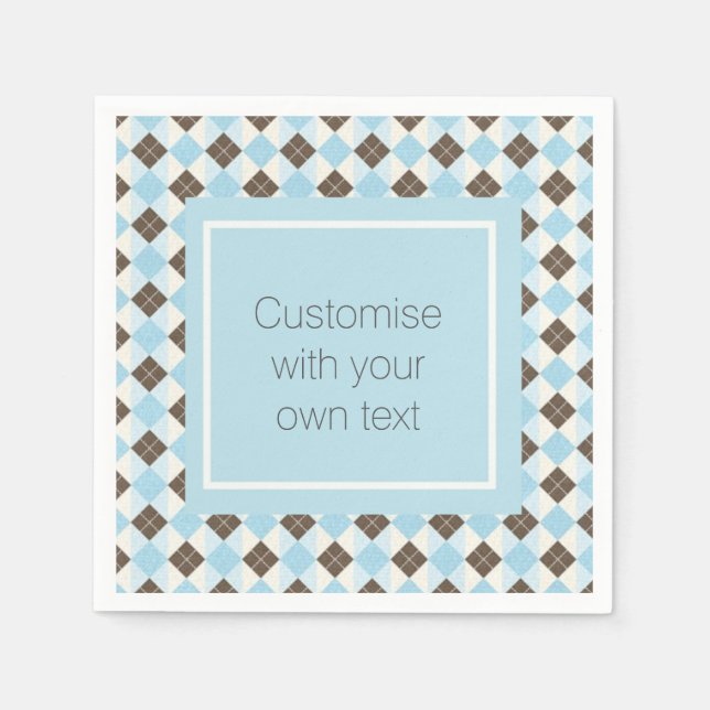 Guardanapo De Papel Blue and Brown Custom Argyle Pattern (Frente)