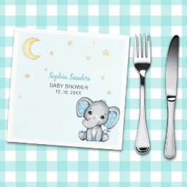 Guardanapo De Papel Blue and Gray Elephant Baby Shower 