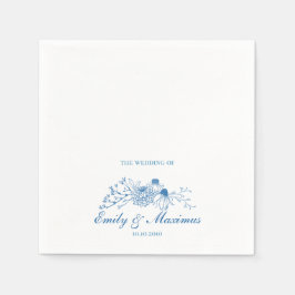 Guardanapo De Papel Blue and White Floral Classical Wedding napkin