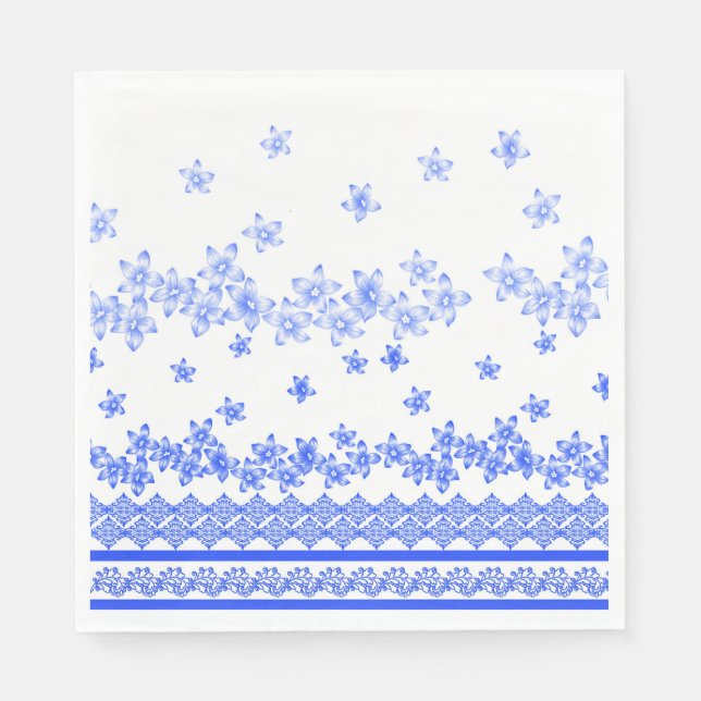 Guardanapo De Papel Blue and White floral design, (Frente)