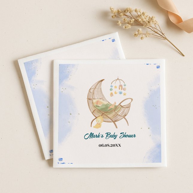 Guardanapo De Papel Blue Baby Shower Paper Napkins – Custom Baby Name  (Criador carregado)