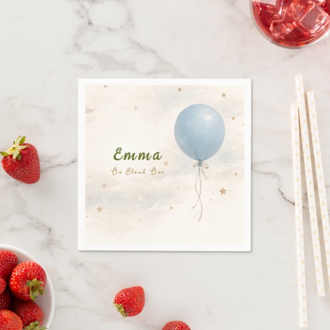 Guardanapo De Papel Blue Balloon First Birthday Paper Napkins (Insitu)