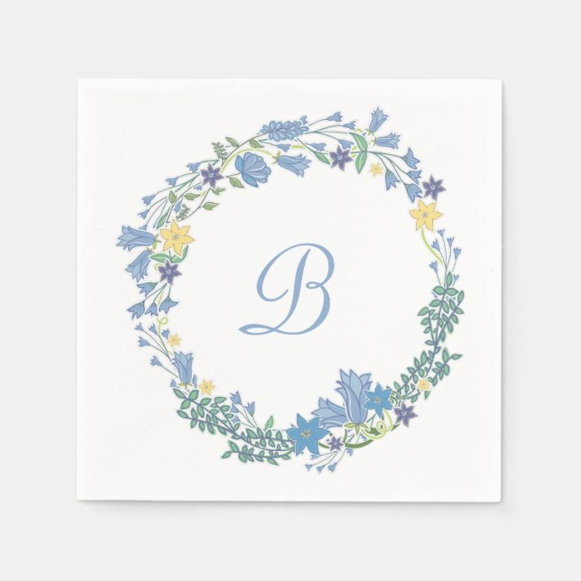Guardanapo De Papel Blue Bells Floral Wreath Wedkins (Frente)