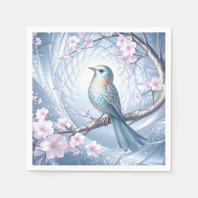 Guardanapo De Papel Blue Bird Floral Napkins (Frente)