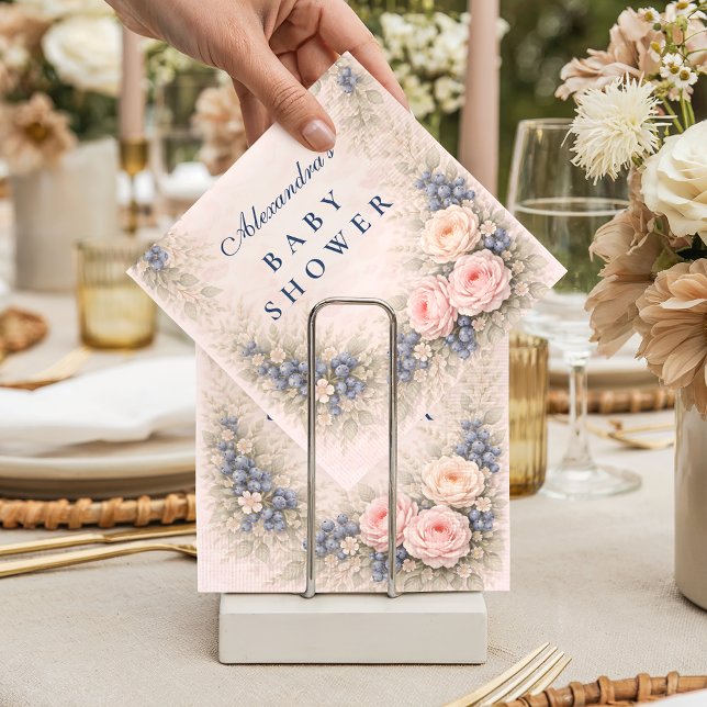 Guardanapo De Papel Blue Bow Blueberry Baby Shower (Criador carregado)