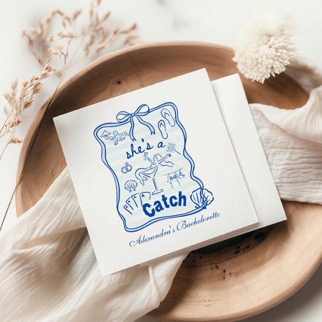 Guardanapo De Papel Blue Bow Tropical Bachelorette Celebration (Criador carregado)