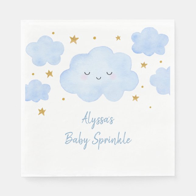 Guardanapo De Papel Blue Boy Cloud Stars Baby Sprinkle (Frente)