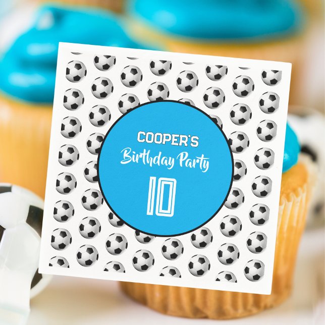 Guardanapo De Papel Blue Boy Soccer Birthday Party (Criador carregado)