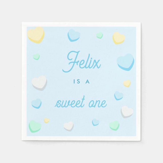 Guardanapo De Papel Blue Boy Sweet One First Birthday Napkins (Frente)