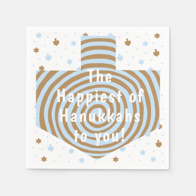 Guardanapo De Papel Blue Brown Hanukkah Swirl Dreidel (Frente)
