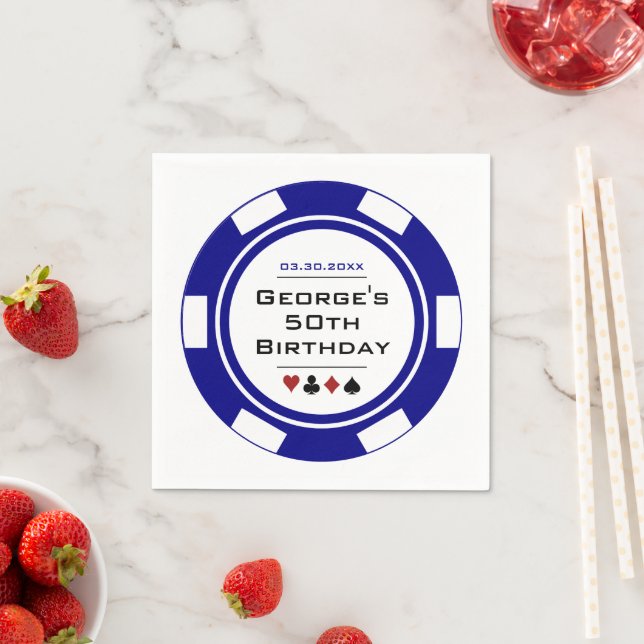 Guardanapo De Papel Blue Casino Poker Chip Birthday Napkins (Insitu)