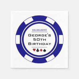 Guardanapo De Papel Blue Casino Poker Chip Birthday Napkins