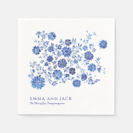 Guardanapo De Papel Blue Chinoiserie Floral Wedding names and date