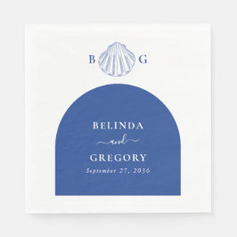 Guardanapo De Papel Blue Clam Seashells Coastal Seaside Beach Wedding