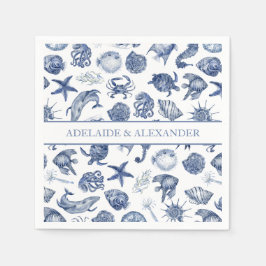 Guardanapo De Papel Blue Coastal Wedding Paper Napkin