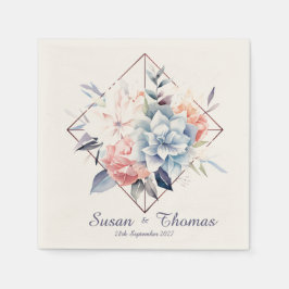 Guardanapo De Papel Blue Cube-Flower-2: Personalized Wedding Napkins