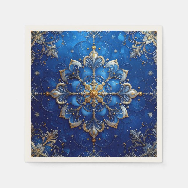 Guardanapo De Papel Blue Decorative Holiday Napkin (Frente)