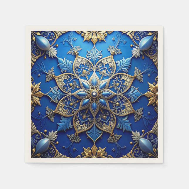 Guardanapo De Papel Blue Decorative Holiday Napkin (Frente)