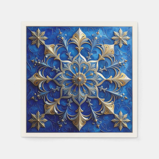 Guardanapo De Papel Blue Decorative Holiday Napkin (Frente)