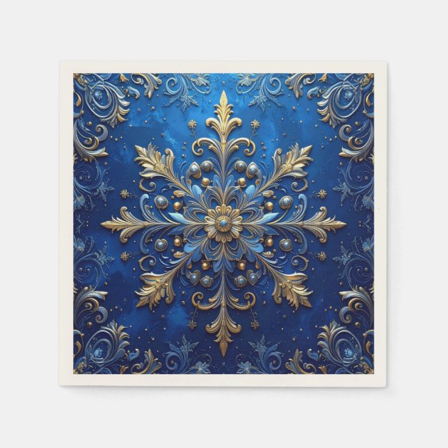 Guardanapo De Papel Blue Decorative Holiday Napkin (Frente)