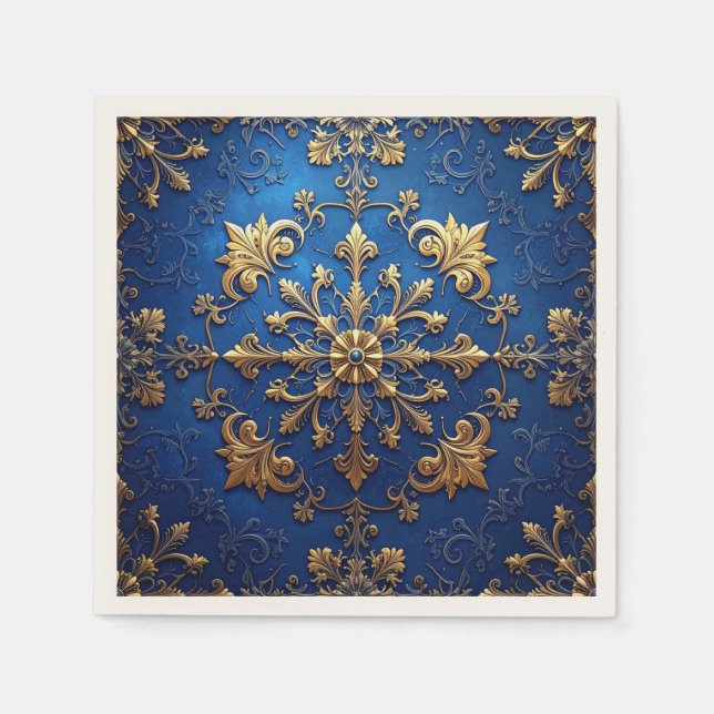 Guardanapo De Papel Blue Decorative Holiday Napkin (Frente)