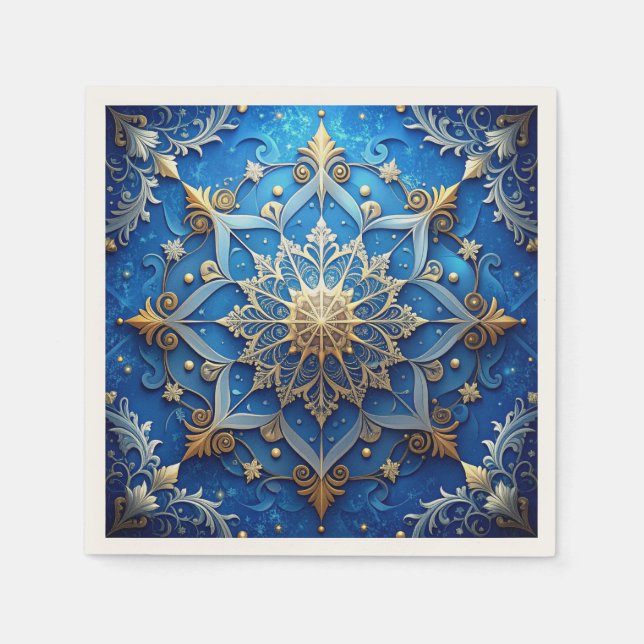 Guardanapo De Papel Blue Decorative Holiday Napkin (Frente)