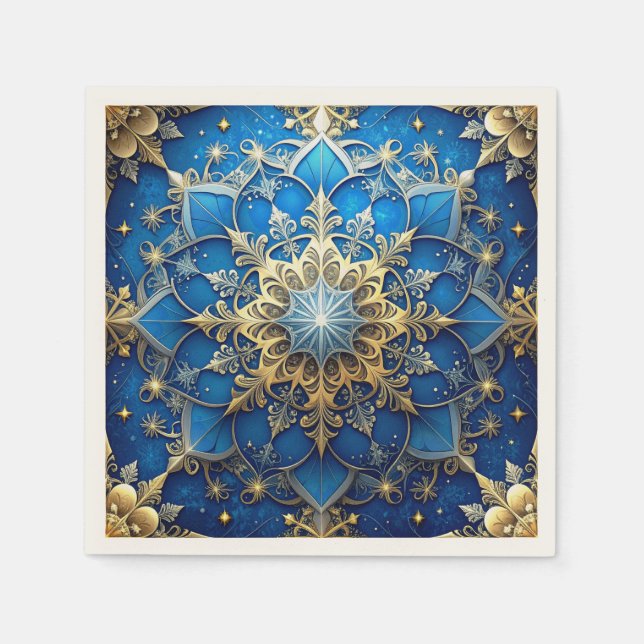 Guardanapo De Papel Blue Decorative Holiday Napkin (Frente)