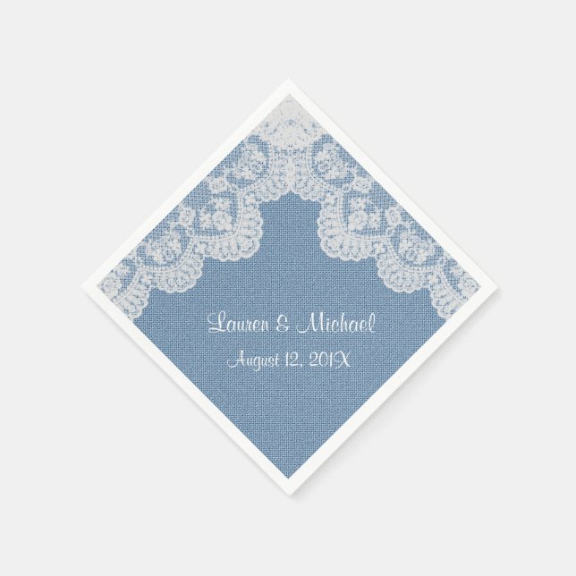Guardanapo De Papel Blue Denim e Lace Wedding (Canto)