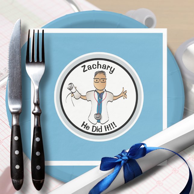 Guardanapo De Papel Blue Doctor Medical Graduation Cartoon (Criador carregado)