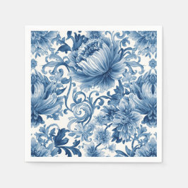 Guardanapo De Papel Blue Dreams | Floral Watercolor Chinoiserie White