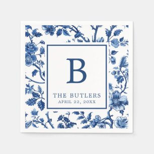 Guardanapo De Papel Blue Floral Chinoiserie Casamento Cocktail Napkins