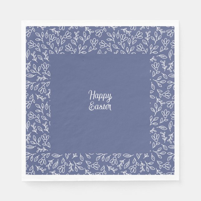 Guardanapo De Papel Blue Floral Easter Napkins – Happy Easter  (Frente)
