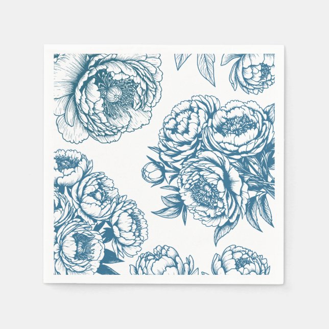 Guardanapo De Papel Blue Floral Peony (Frente)
