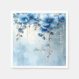 Guardanapo De Papel Blue Flowers and Pearls