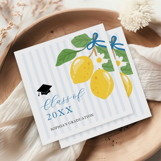 Guardanapo De Papel Blue Freshly Lemon Citrus Graduation Party (Criador carregado)