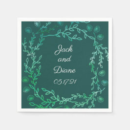 Guardanapo De Papel Blue Garden Watercolor Stems Weding Paper