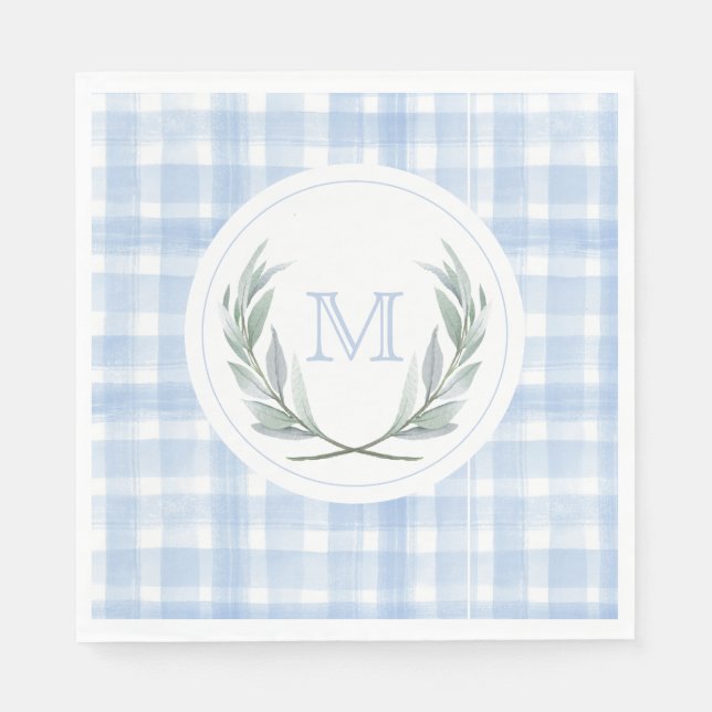 Guardanapo De Papel Blue Gingham Laurel Crest Paper (Frente)