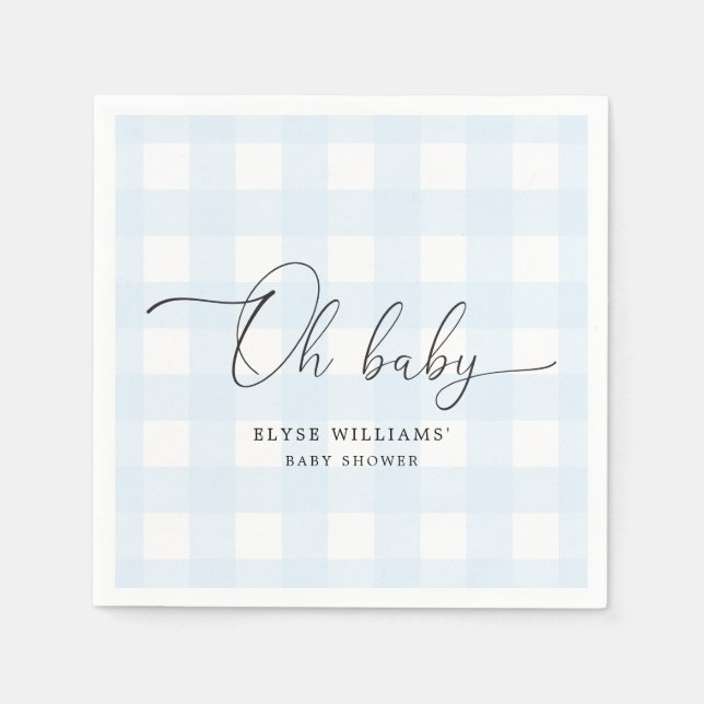 Guardanapo De Papel Blue Gingham Oh Baby Paper Napkin (Frente)