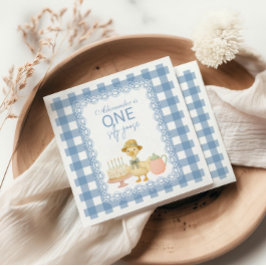 Guardanapo De Papel Blue Gingham Silly Goose 1st Birthday