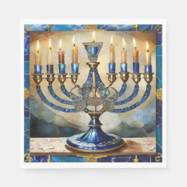 Guardanapo De Papel Blue Hanukkah Menorah