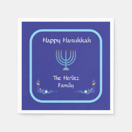 Guardanapo De Papel Blue HANUKKAH Menorah Customize NAME