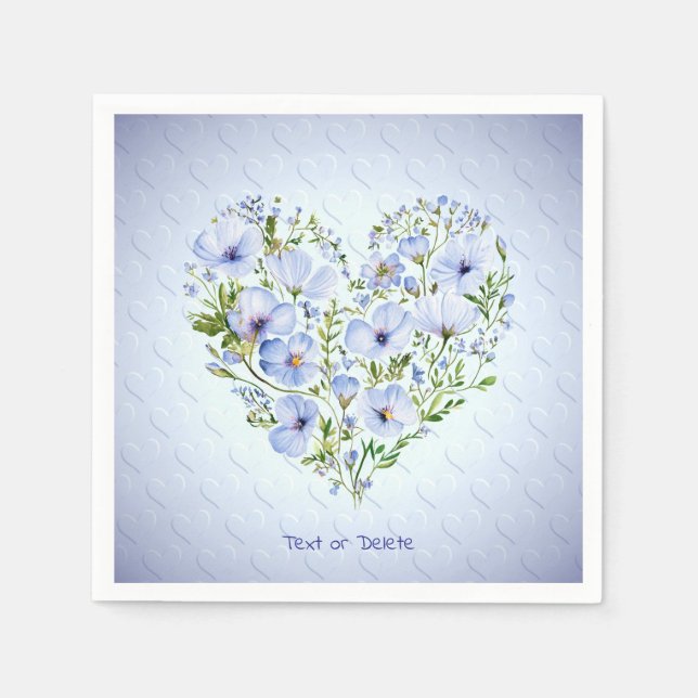 Guardanapo De Papel Blue Heart Floral Napkins (Frente)