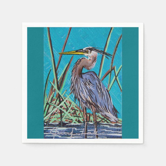 Guardanapo De Papel Blue Heron Malheur Bird Refúgio Napkins (Frente)